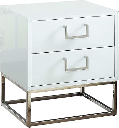 Amazon Com Meridian Furniture Nova Collection Modern Contemporary Side Table With Polished Chrome Stainless Steel Base White 22 W X 16 D X 24 H Furniture Decor