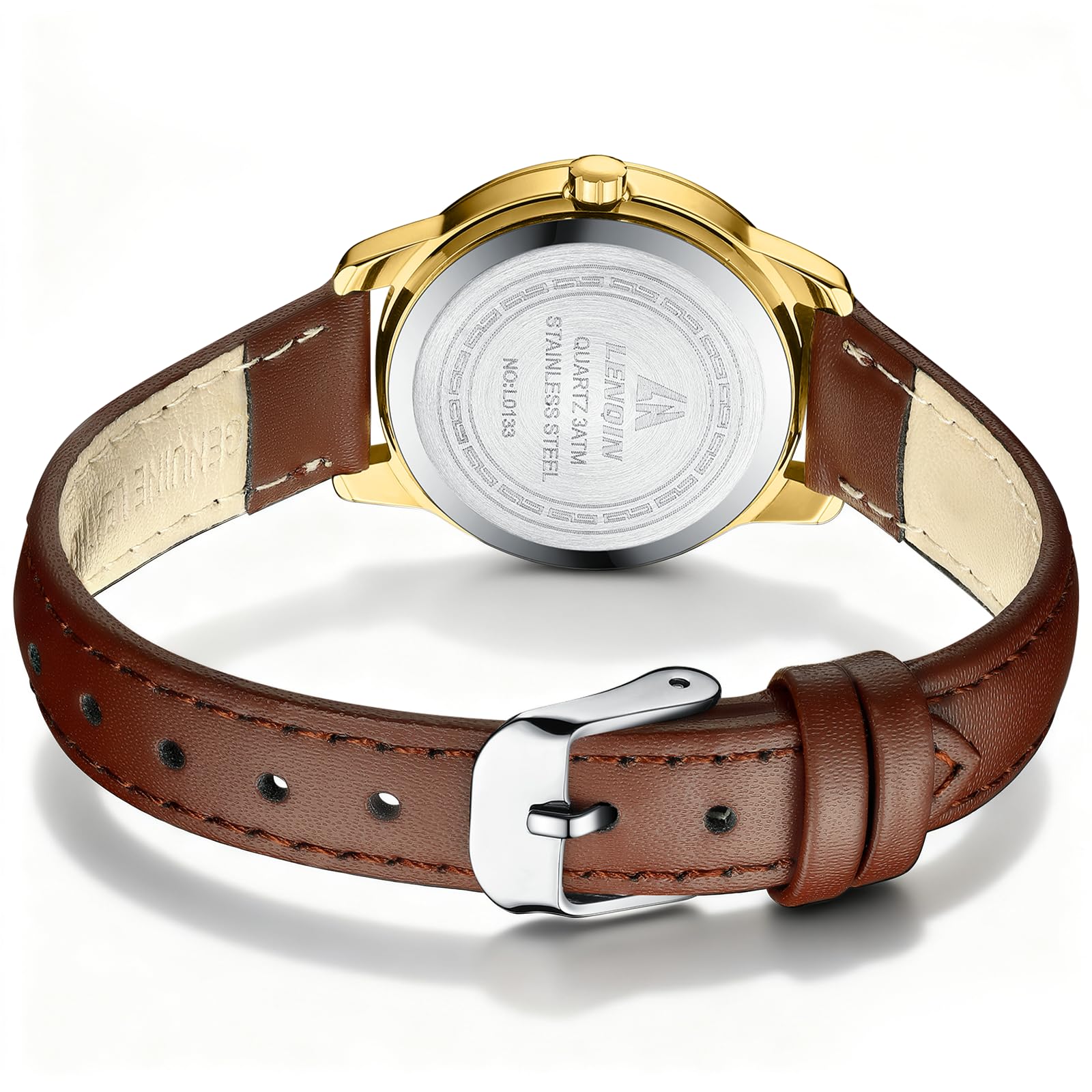 LN LENQIN Ladies Watches Analog Quartz Watch for Women Waterproof Women's Wrist Watches Easy Reader Womens Watch with Leather Strap