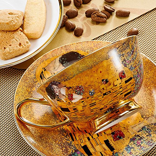 Panbado Bone China 6.8oz Coffee Tea Cup and Saucer Set with Spoon, Set of 3 - Sleeping Beauty - Thumbnail 5