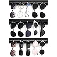 Mkono Wood Sunglasses Storage Organizer Wall Mounted Eyeglasses Holder Eyewear Display Rack Rustic Home Decor, Set of 3, Black