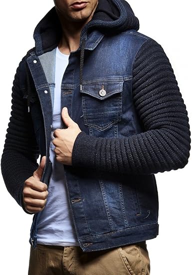LEIF NELSON Herren Strickjacke Jeansjacke Jacke Sweatjacke LN5240