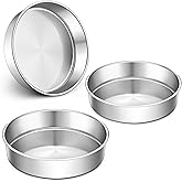 LIANYU 9 Inch Round Cake Pan Set of 3, Stainless Steel Layer Deep Round Baking Cake Pan Set, Metal Baking Tins Mold Perfect for Brownie Lasagna, Dishwasher & Oven Safe