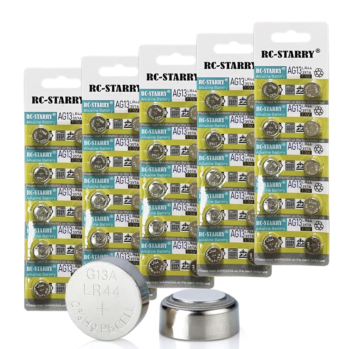 50pcs LR44/AG13 Battery Button Cell for bottle lights with cork.