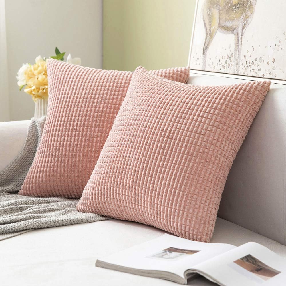 MIULEE Pack of 2 Christmas Decorative Throw Pillow Covers Soft Corduroy Solid Cushion Case Cream White Pillow Cases for Couch Sofa Bedroom Car 18 x 18 Inch 45 x 45 cm: Home & Kitchen