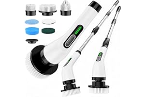 Highyes Electric Spin Scrubber with 7 Replaceable Brushes, Dual Speeds Cordless Electric Cleaning Brush, IPX7 Waterproof Powe