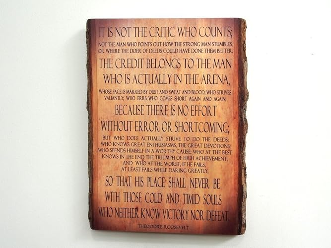 Amazon Com Theodore Roosevelt Man In The Arena Quote On Wooden Plaque Wood Sign Handmade