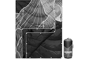 zzlamb Camping Blanket for Cold Weather,Outdoor Puffy Blanket Portable Down Alternative,Windproof Warm Cloak with Snaps,Cozy Quilt Backpacking Picnic RV Travel Plane Car Hammock Beach Climbing