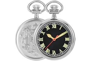 Alwesam Pocket Watch Copper Hand Wind Mechanical Pocket Watches Steampunk with Chain&Box