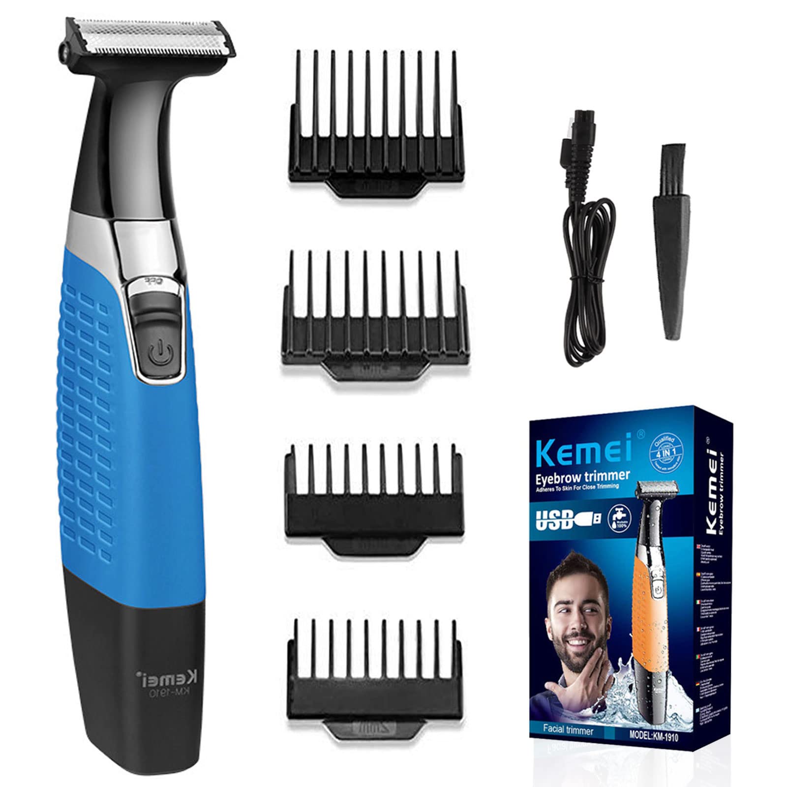 KEMEI Electric Shavers, Beard Trimmer Men, Washable Beard Grooming,Cordless USB Rechargeable Body Groomer and Hair Remover for Eyebrow, Beard Facial& Body Hair for Men and Women