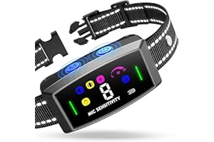 SEEPARK AI Auto Dog Bark Collar Sets for Large Small Medium Dogs| 2in1 No Shock/Safe Shock Barking Collar with 3 Adjustable Shock Mode |IP68 Waterproof Rechargeable Anti Bark Device (Black)