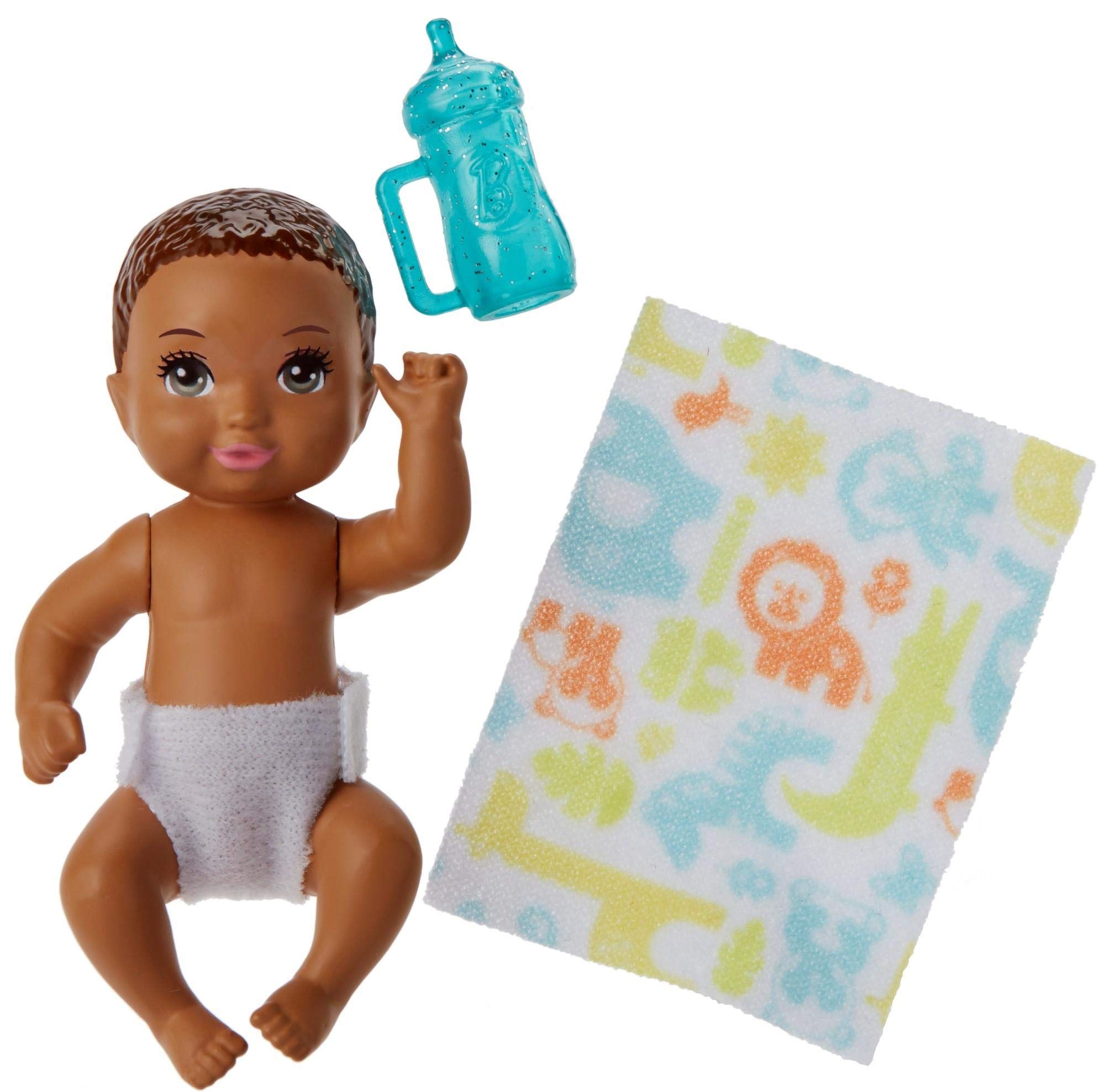 Barbie baby doll Skipper Babysittersgirls 6 cm brown (FHY79)