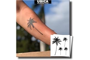 UBICA Tattoo Tech, 2 Sheets Small Semi Permanent Tattoo, Lasts 7-15 Days Temporary Tattoos(tropical Palm Tree), Waterproof and Non-Reflective, for Summer Beach, for Arms Shoulders, Unique Design