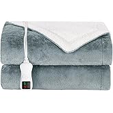 Heated Blanket Throw Size, Electric Throw Blanket, Heated Throw Blanket Electric Faux Fur Heating Blanket with 9 Heating Levels & 1-9 Hours Auto Off, Fast Heat & Overheat Protection, 50" x 60", Gray