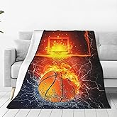 Basketball Fire Throw Blanket Soft Flannel Blankets for Bed Couch Plush Cozy Blanket for Men Women Unisex Adults Micro Fleece Throws Unique Design 80''*60''