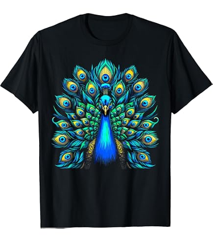 Amazon.com: Vintage Peacock Feather Print T Shirt T-Shirt
