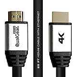 QualGear High Speed Long HDMI 2.0 Cable with Ethernet (25 Feet) - 100% OFC Copper, 26 Awg, 24K Gold Plated Contacts, CL3 Rated, Triple-Shielded. Supports 4K UHD, 3D, 18 Gbps, ARC (QG-CBL-HD20-25FT)