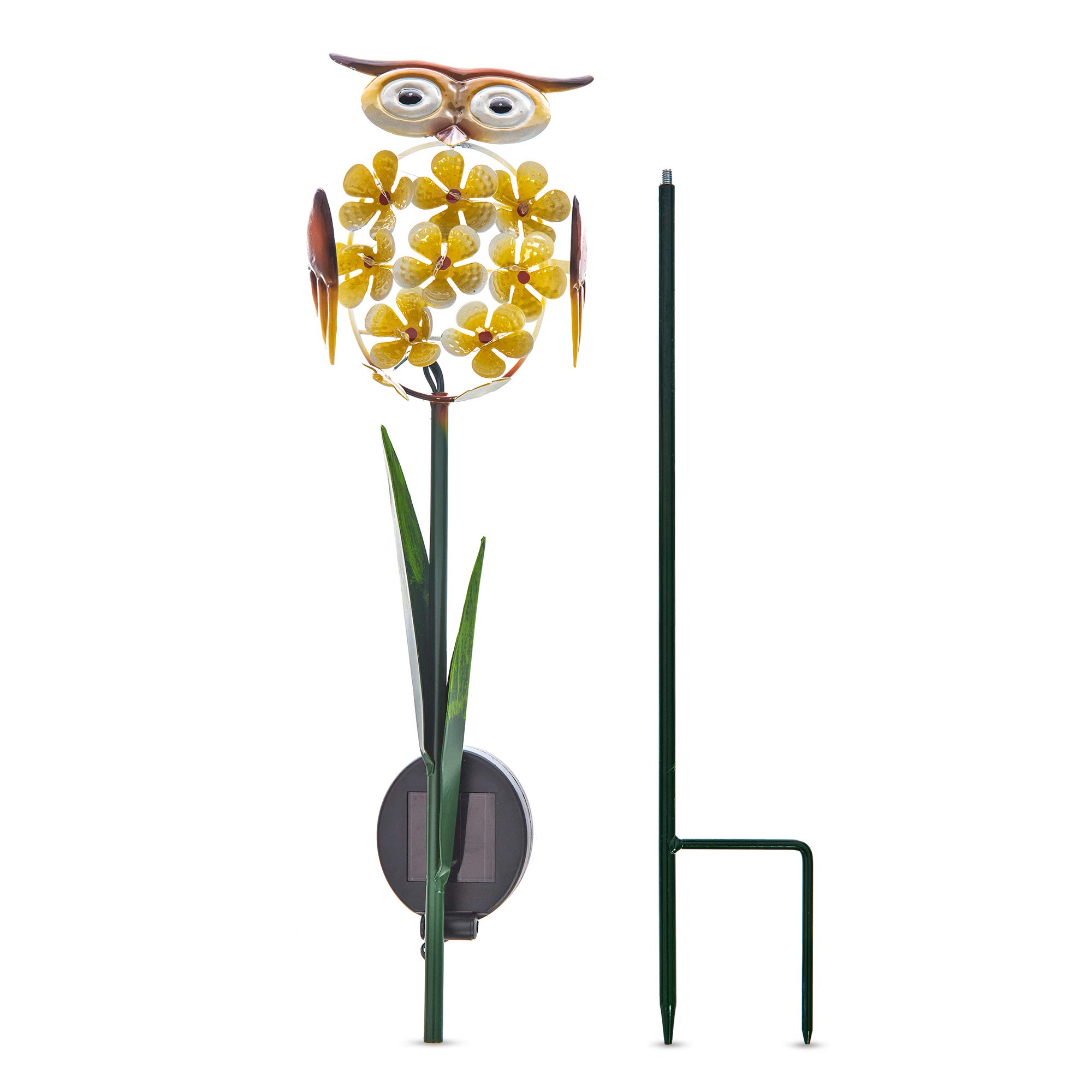 LIVIVO Solar Powered Stake Light with Rechargeable Battery, Sturdy Ground Spike, IP44 Waterproof Casing and Weatherproof Shell for Garden or Pathway, Intelligent Darkness Sensor (Owl)