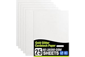 OcePor Glitter Cardstock, 25 Sheets White Cardstock, Glitter Paper for Cricut, Crafts and DIY, 8.5”x11”Shimmer cardstock for Birthday, Wedding Party Decor(92 lb/250 gsm)