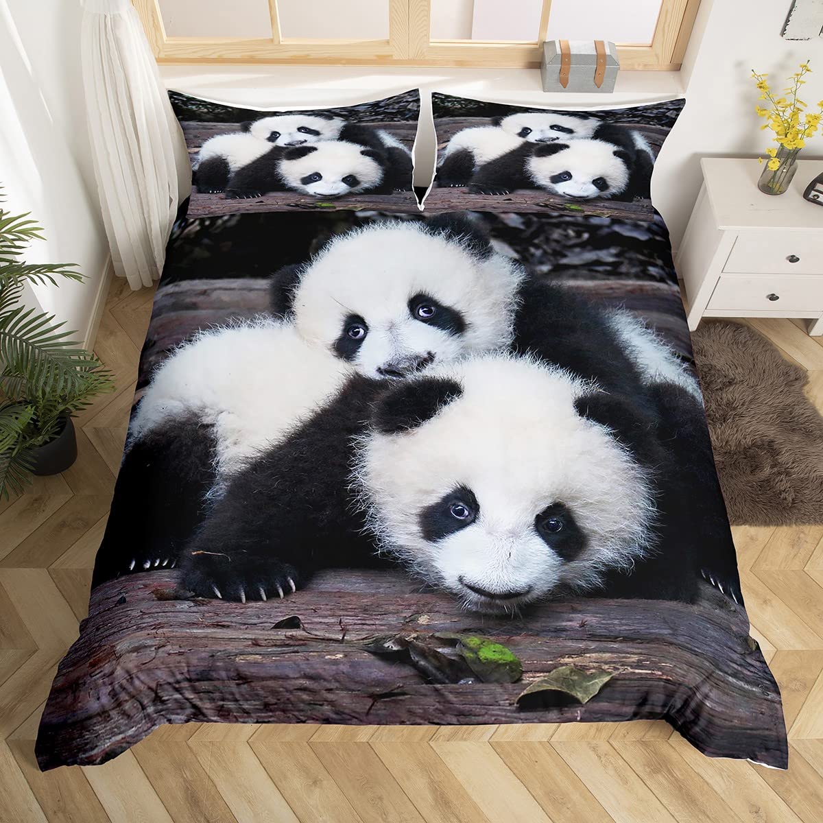 Panda Comforter Cover Set Cute Panda Duvet Cover for Kids Boys Girls Kawaii Animal Bedding Set Wildlife Bedspread Cover Duvet Cover King Size