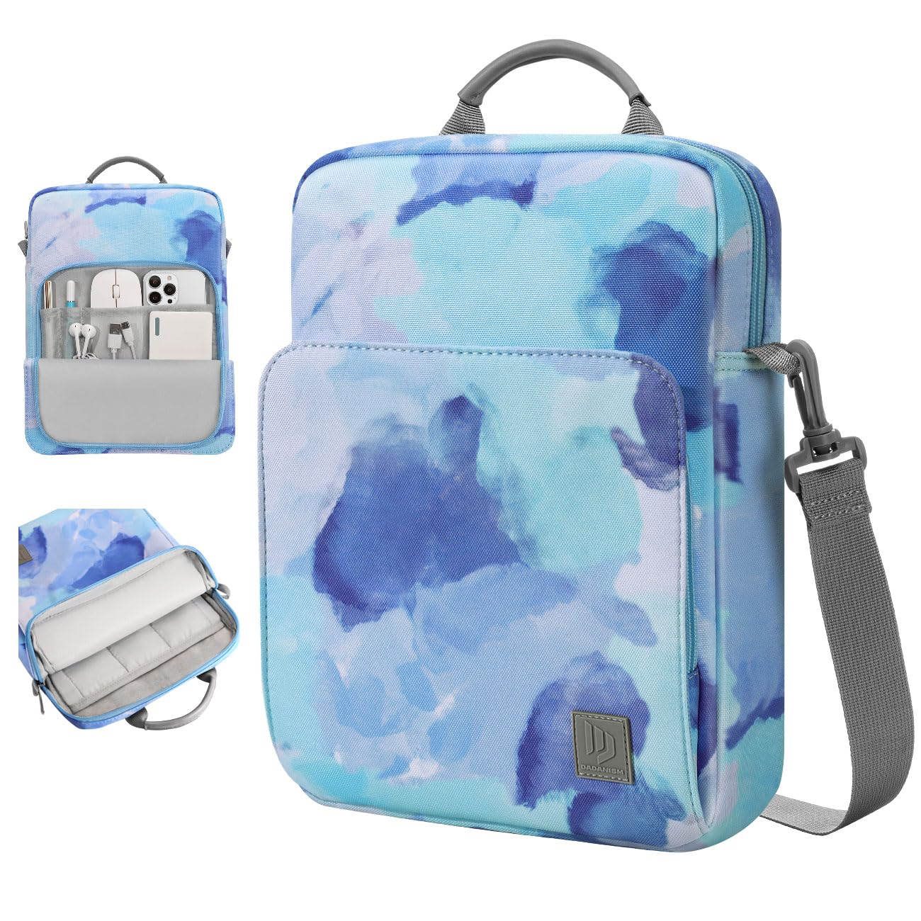 Dadanism 9-11 Inch Tablet Sleeve Bag Carrying Case with Shoulder Strap for iPad (A16) 11", iPad 10th Gen 10.9", iPad Air M4/Pro M5 11", iPad 9/8/7th 10.2", Galaxy Tab A11+ Plus 11",Graffiti blue