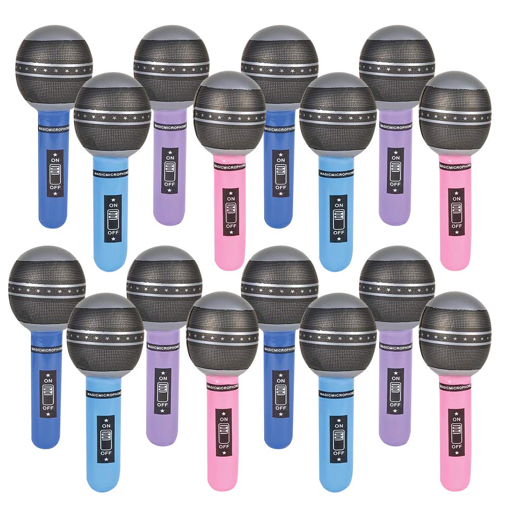 Photo 1 of ArtCreativity Inflatable Microphones, 24 Pieces,11 Inches Pretend Play Blow up Microphone Inflates, Durable Water Pool Toys, Musical Concert, DJ, Props, Photo booth, Summer, Fun Birthday Party Favors