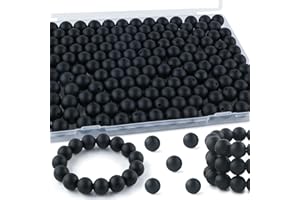 Kovict 145pcs Silicone Beads, 15mm Silicone Beads for Keychain Making, Pens Bracelet Necklace DIY Crafts（Black）