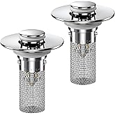 2PCS Bathroom Sink Stopper Hair Catcher, Pop Up Sink Drain Stopper with Strainer &amp; Filter, Universal Drain Plug for Sink Drain &amp; Replacement, Sink Drain Cover with Basket for Bathroom Stopper