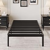 Lutown-Teen 12 Inch Twin Bed Frames with Rounded Corner Legs, 1000 LBS Heavy Duty Metal Twin Platform Bed Frame with Steel Slats Support, No Box Spring Needed, Noise Free, Easy Assembly