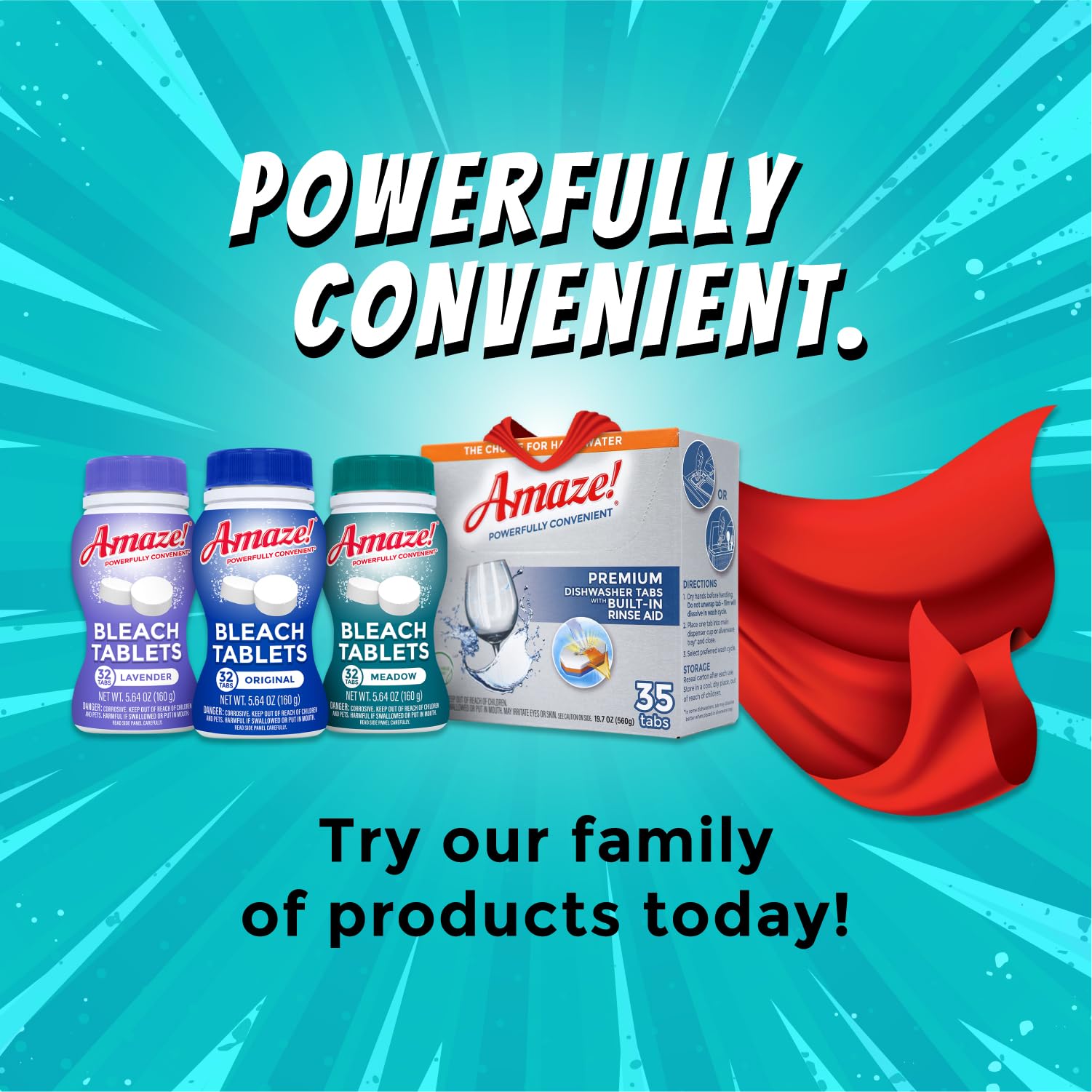AMAZE Ultra Concentrated Bleach Tablets [32 tablets] - Lavender Scent - for Laundry, Toilet, and Multipurpose Home Cleaning. No Splash Liquid Bleach Alternative
