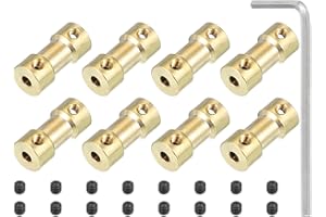 PATIKIL Brass Shaft Coupling Joint 3mm to 5mm, 8 Pcs Motor Shaft Coupler Extension Connector Rigid Sleeve Adapter Transmission Joint with Screws for RC Car Tires Shaft Motor