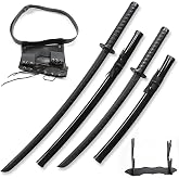 RTCT Polypropylene Training Katana Sword high Toughness Cosplay, Shooting Props,The Set Includes a Belt and Knife Holder for The Long and Short Dual Knives.