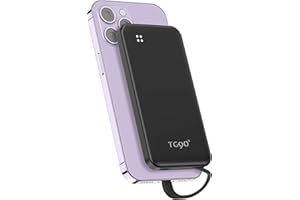 TG90° 10000mah Portable Charger with Built-in Cable, Ultra Slim Power Bank Portable Phone Battery Pack Charger Compatible with iPhone 14/14 Pro/13/13 Pro/12/12 Pro/11/11 Pro/X/XS/SE and More