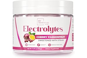 MY ADVENTURE TO FIT Keto Electrolytes Powder No Sugar - Made In The USA Electrolyte Mix for Women - Hydrating Electrolyte Drinks for Energy, Muscle Function, & Appetite Control (Cherry Passionfruit, 37.5 Servings)
