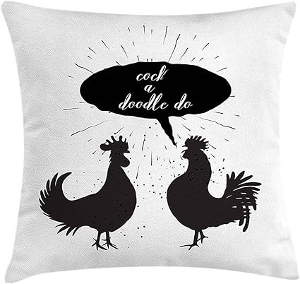 Tommy Warren Die Einfarbigen Hahne Die Ein Gekritzel Hahn Sind Tun Das Kalligraphie Schreiben In Einem Sprache Blasen Quadrat Kissenbezug Schwarzweiss Amazon De Kuche Haushalt