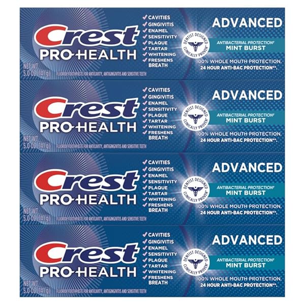 CREST PRO-HEALTH ADVANCED ANTIBACTERIAL PROTECTION TOOTHPASTE – PACK OF 4, 5 OZ TUBES