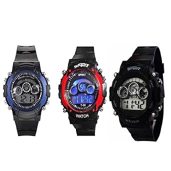 ROKCY Kids Watch Digital Multicolor Dial Boys Watch (Bl,R,Bu)