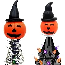 120-Piece Halloween Ceramic Tree Replacement Bulbs Set – Skull, Pumpkin, Spider & Ghost Toppers