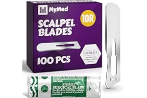 Mymed 10r Blades Dermaplaning 0.7mm Extra Wide Pack of 100 Dermaplane Blades 10r, Size 10r Scalpel Blades, High Carbon Steel Dermablade Dermaplaning Blades 10r Individually Wrapped Disposable