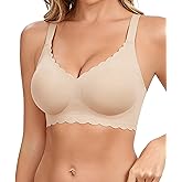 Vinfact Jelly Wireless Bras for Women No Underwire Supportive Seamless Bra Comfort Soft Bralette Full Coverage T-Shirt Bra
