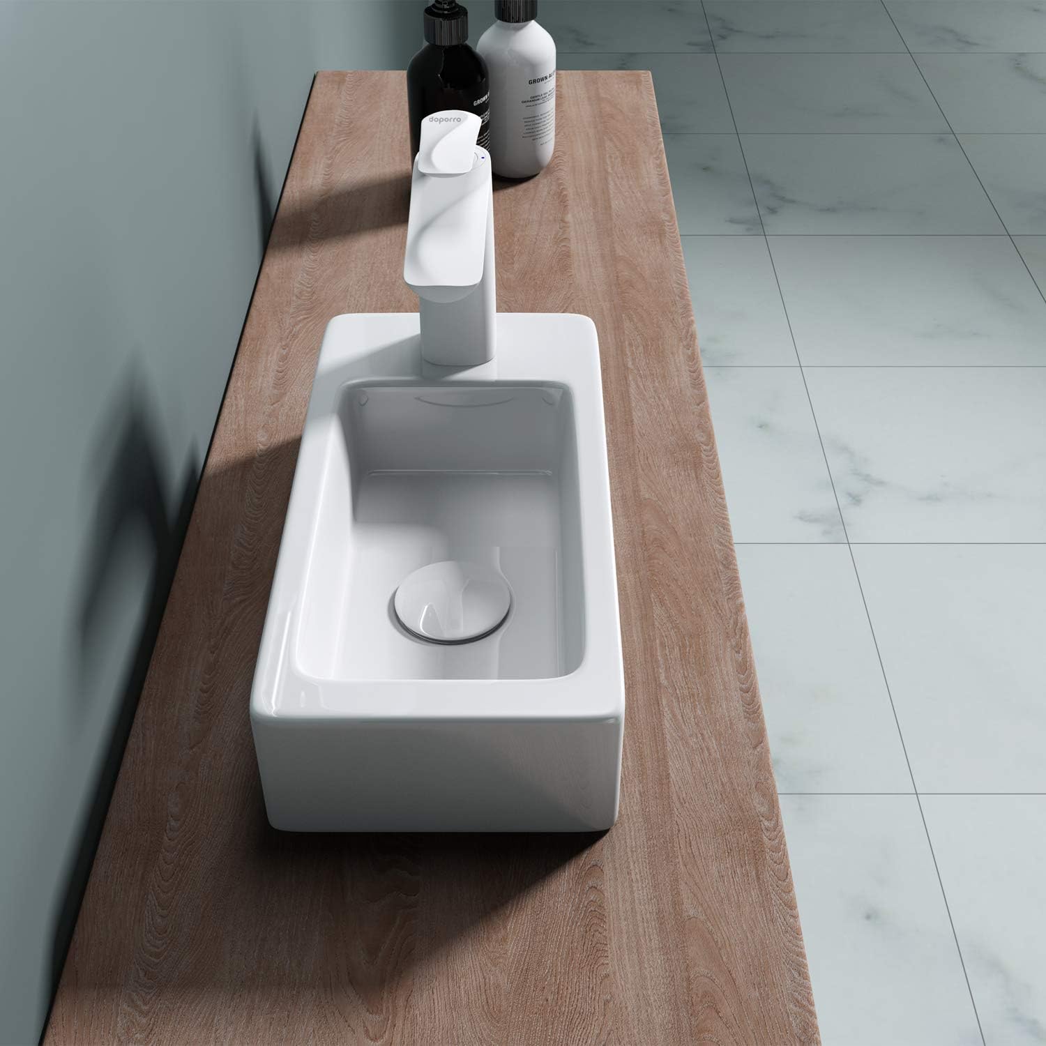 Durovin Bathrooms Mini Ceramic Basin, Glossy White, 370 x 180 x 90mm (WxDxH) - Image 4