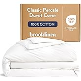 Brooklinen Luxury Percale Duvet Cover – 100% Cotton, Cool, Crisp, Extra-Long Corner Ties, Button Closure, Soft & Breathable – Machine Washable, Duvet Cover King/California King Bed Sizes (White)