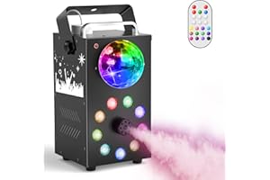 FODEXAZY Fog Machine, 700W Smoke Machine with 3500 CFM Fog, 9 LED Colorful Lights and Disco Ball Light with Auto & Strobe Effect, Halloween Fog Machine with Remote Control for Stage Party DJ Concert Wedding
