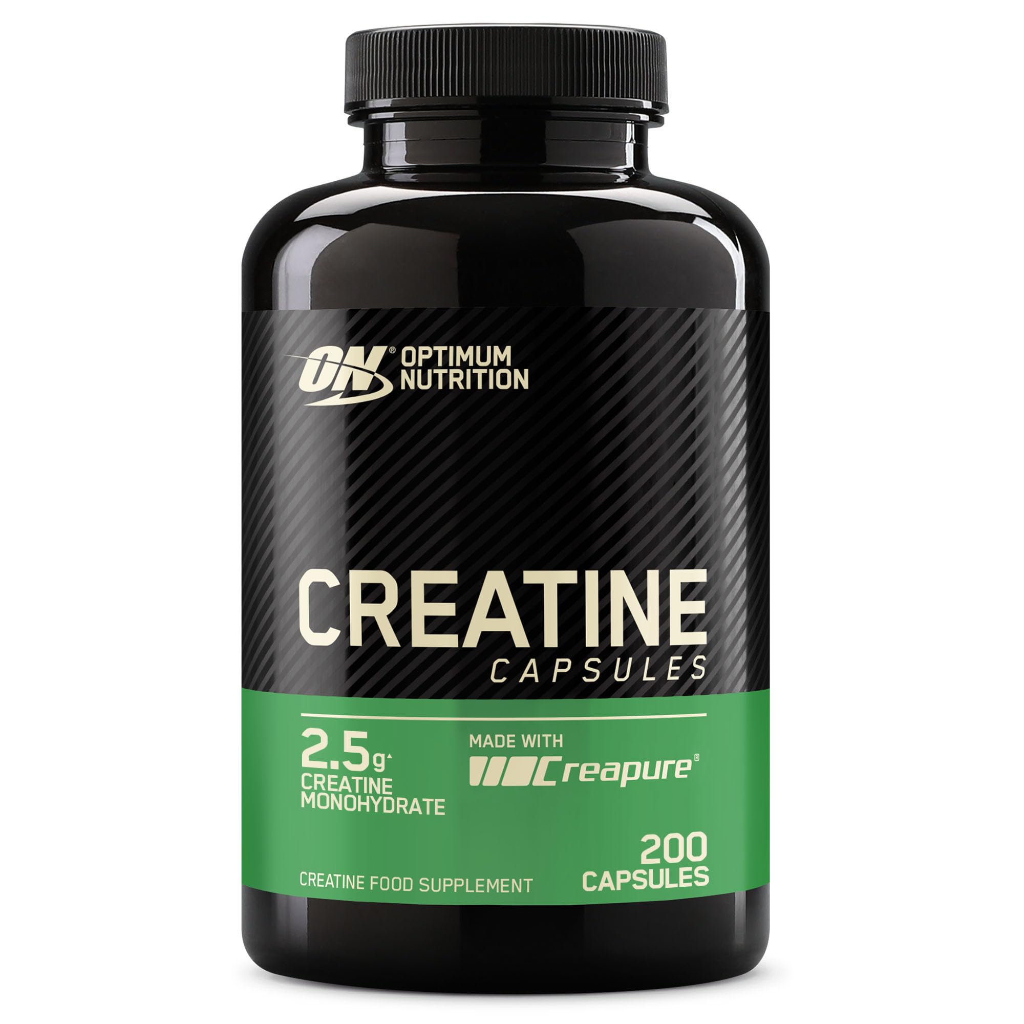 Optimum Nutrition Creatine Capsules with 2500 mg of Unflavoured Creatine Monohydrate per Serving, Creatine Food Supplement to Support Performance, 100 Servings, 200 Capsules
