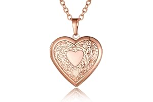 GoldChic Jewelry Women's Heart Locket Necklaces that Hold Pictures, Personalized Photo Necklace with Image Inside, Custom Lov