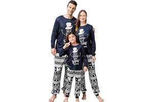ANGELGGH Family Christmas PJs Matching Sets, Cute Holiday Pajamas Printed Top and Pants, Xmas Jammies for Couples/Men/Women
