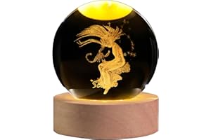 QIANCHANG 3D Laser Etched Scorpio Crystal Ball with LED Light Base, Constellation Decor Glass Sphere Lamp, Zodiac Astrology Birthday Gifts for Women Kids