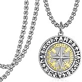 Hantuorui Vegvísir Pendant Necklace for Men - 925 Sterling Silver Norse Viking Compass, Spiritual Guidance Amulet, Pagan Gift