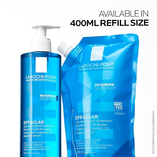LA ROCHE-POSAY EFFACLAR PURIFYING FOAMING GEL CLEANSER FOR OILY SKIN, WITH ZINC PIDOLATE TO REMOVE EXCESS OIL & SHINE, ALCOHOL FREE & OIL FREE, SENSITIVE SKIN TESTED