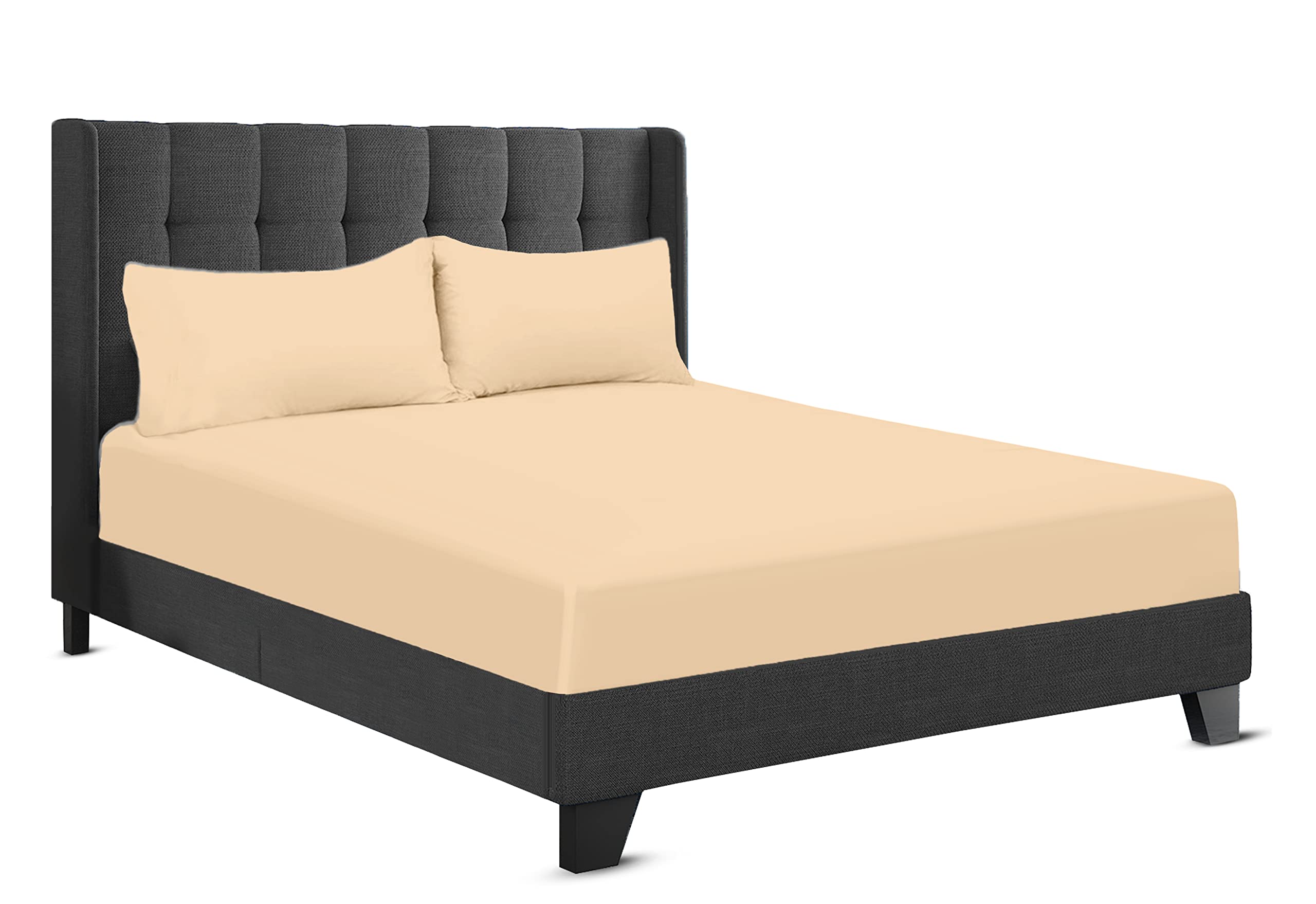 200 Thread Count Hotel Quality Bedding 100% Pure Egyptian Cotton Fitted Sheet - Stretches Up To 25cm Deep (Mocha, Double: 135x190cm + 25cm Deep)