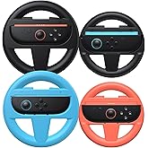 Kinwin 4 Pack Steering Wheels for Nintendo Switch 2 (2025) Joypads, Racing Wheel Controller for Mario Kart World & 8 Deluxe, Ergonomic Design Grip for Joycon 2 Accessories (Black, Orange and Blue)
